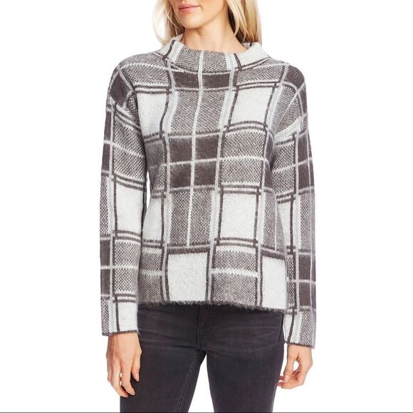 Vince Camuto Plaid Mock-Neck Sweater - Picture 2 of 7